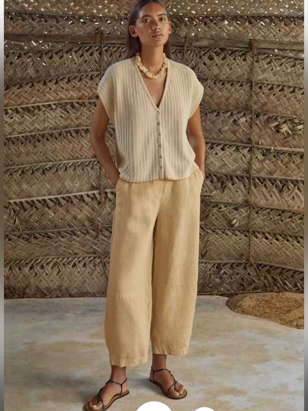 Poetry Hemp Linen Barrel Leg Slacks Size 12